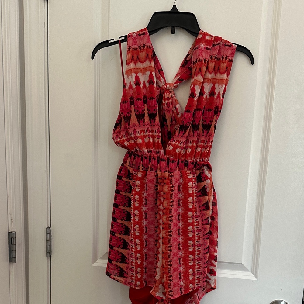 Luxxel Vibrant Red and Pink Romper